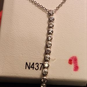 NEW STERLING SILVER 925 "LONG CRYSTAL DANGLING" NECKLACE